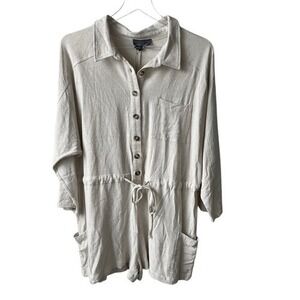 Hudson Gray Linen Blend Shorts Romper cream‎ large NWT